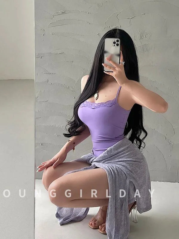 Pure Desire Sexy Lace Hanging Strap Wrapped Hip Dress Elegant Short Purple Sweet Fashion Sexy Women Mini Dress Tops R3SU